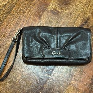 Coach Ashley Leather Pleated Wristlet